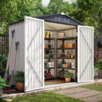 LAUSAINT HOME 4' x 6' Outdoor Storage Shed, Metal Shed Garden Tool .