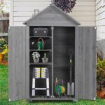 BTMWAY Gray 3.3 ft. W x 1.8 ft. D Solid Wood Outdoor Storage Shed .