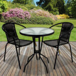 Bistro Sets Black Wicker Table Chair Patio Garden Outdoor .