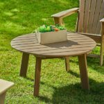 Glitzhome 35.5 in. D Patio Tan HDPE Plastic Round Outdoor Coffee .