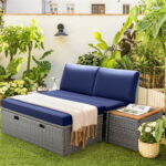 Homall Outdoor Daybed Patio Furniture Set Rattan Storage Daybed .
