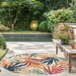 5ft Round Water Resistant, Indoor Outdoor Rugs for Patios, Front .