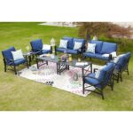 10pc Conversation Patio Set Blue - Patio Festival : Targ