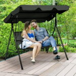 Gymax Outdoor Porch Swing Canopy Patio Swing Chair 3 Person Canopy .