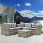 4 Piece Patio Furniture Sets, All Weather Patio Sectional Wicker .