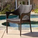 Noble House Cliff Multi Brown Faux Rattan Outdoor Dining Chairs .
