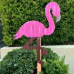 Corrugated Tin Flamingo / Flamingo Garden Decor / Rustic Garden .