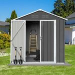 BTMWAY 6 ft. W x 4 ft. D Electro-Galvanized Metal Sheds and .