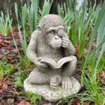 Studious Monkey Ape Stone Garden Statue Outdoor Animal African .