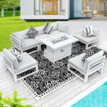 NICESOUL Aluminum Outdoor Furniture with Fire Pit Patio Sofa .