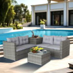 Rattan Wicker Patio Furniture, 4 Piece Outdoor Conversation Set .