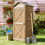 Outdoor Wooden Storage Sheds, Fir Wood Storage Cabinet with .