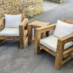 Solid Wood Garden Chairs & Table Patio Set rustic/industrial/chair .