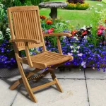 Rimini Wooden Garden Chair with arms, Teak Folding Cha