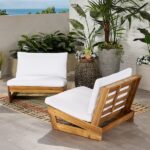 Noble House Sherwood Teak Brown Removable Cushions Wood Outdoor .