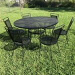 Black Vintage Wrought Iron Patio Furniture Set Table 6 Parlo .